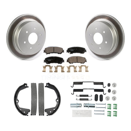 Rear Disc Coated Rotors Ceramic Pads Parking Shoes & Hardware Kit For 17-23 Nissan TITAN KGT-104038