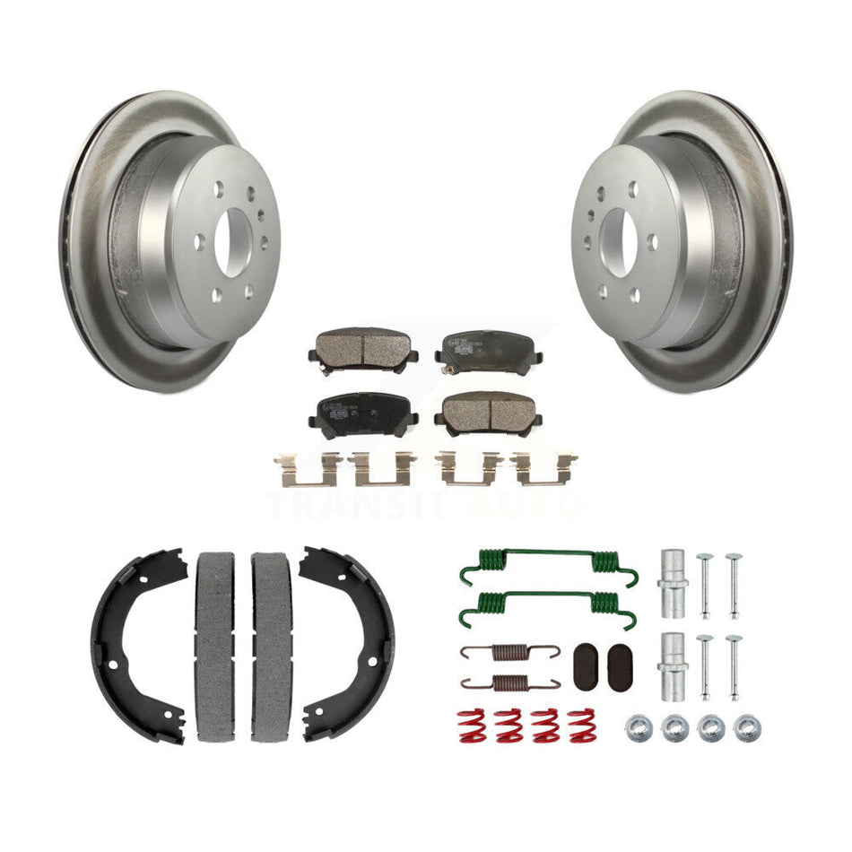 Rear Disc Coated Rotors Ceramic Pads Parking Shoes & Hardware Kit For Chevrolet Colorado KGT-104046