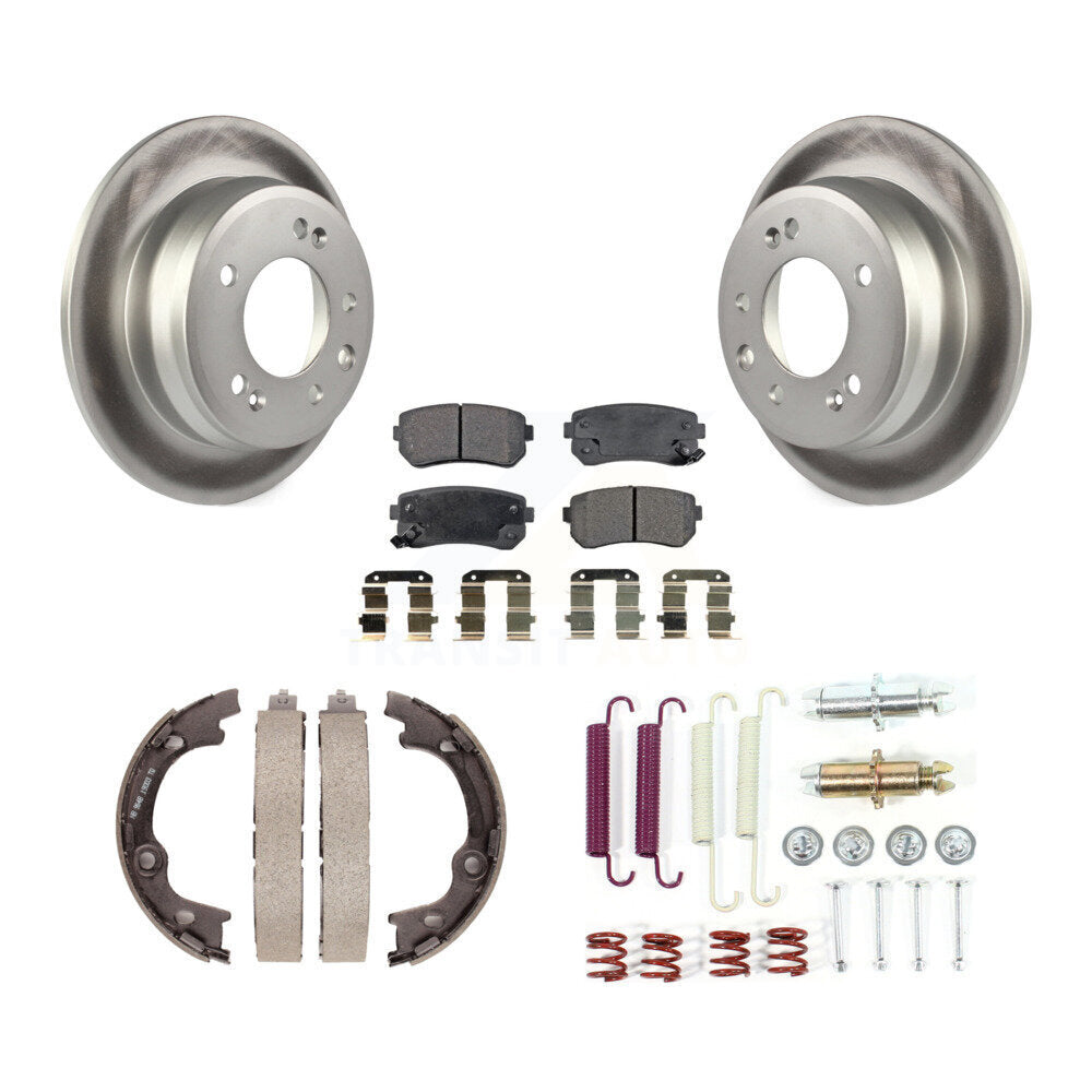 Rear Disc Coated Rotors Ceramic Pads Parking Brake Shoes Hardware Kit For Hyundai Elantra KGT-104067