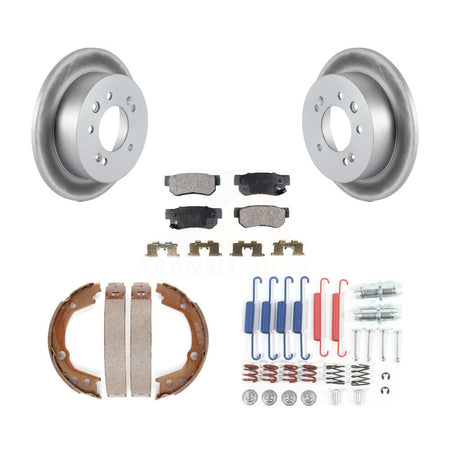 Rear Disc Coated Rotors Ceramic Pads Parking Brake Shoes Hardware Kit For Hyundai Elantra KGT-104068
