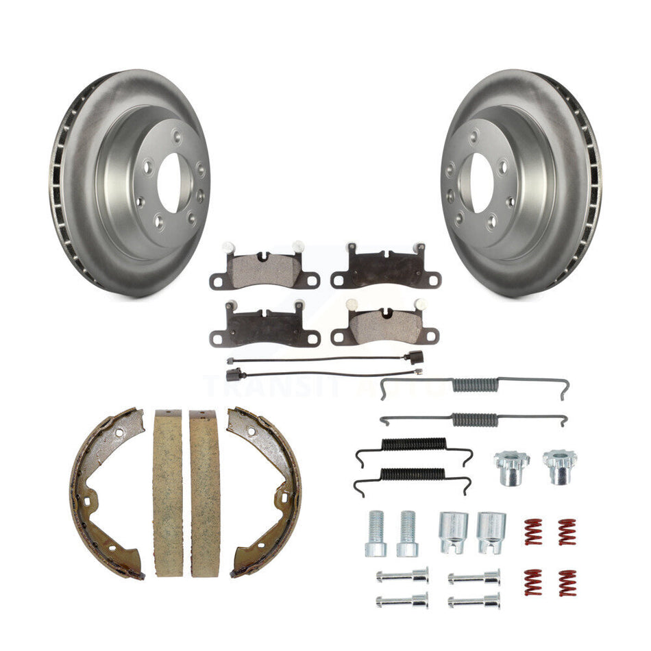 Rear Disc Coated Rotors Ceramic Pads Parking Shoes & Hardware Kit For Volkswagen Touareg KGT-104078