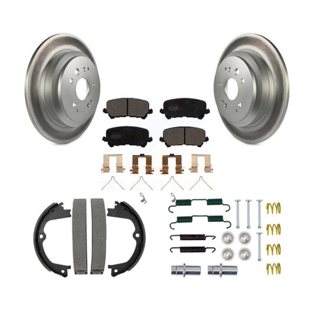 Rear Disc Coated Rotors Ceramic Pads Parking Shoes & Hardware Kit For 2014-2016 Acura MDX KGT-104079