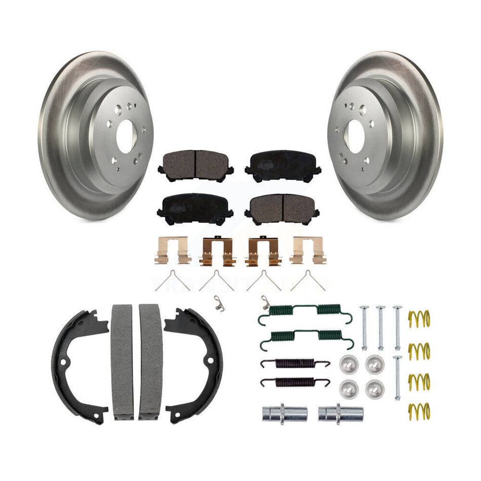 Rear Disc Coated Rotors Ceramic Pads Parking Shoes & Hardware Kit For 2014-2016 Acura MDX KGT-104079