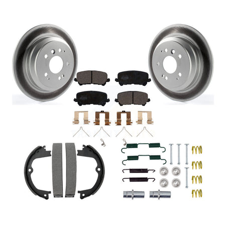 Rear Disc Coated Rotors Ceramic Pads Parking Shoes Hardware Kit For Honda Pilot Ridgeline KGT-104080