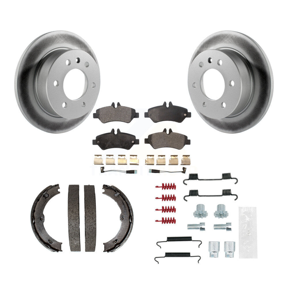 Rear Disc Coated Rotors Ceramic Pads Parking Shoes & Hardware Kit For Sprinter 2500 Dodge KGT-104096