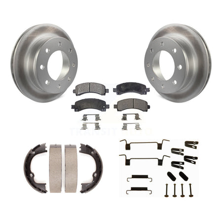 Rear Disc Coated Rotors Ceramic Pads Parking Shoes Hardware Kit For Chevrolet GMC Savana KGT-104102