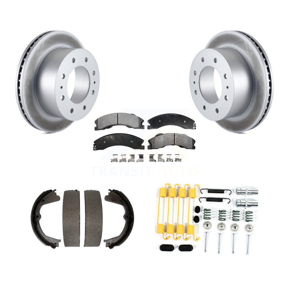 Rear Disc Coated Rotors Ceramic Pads Parking Shoes & Hardware Kit For Chevrolet Silverado KGT-104109