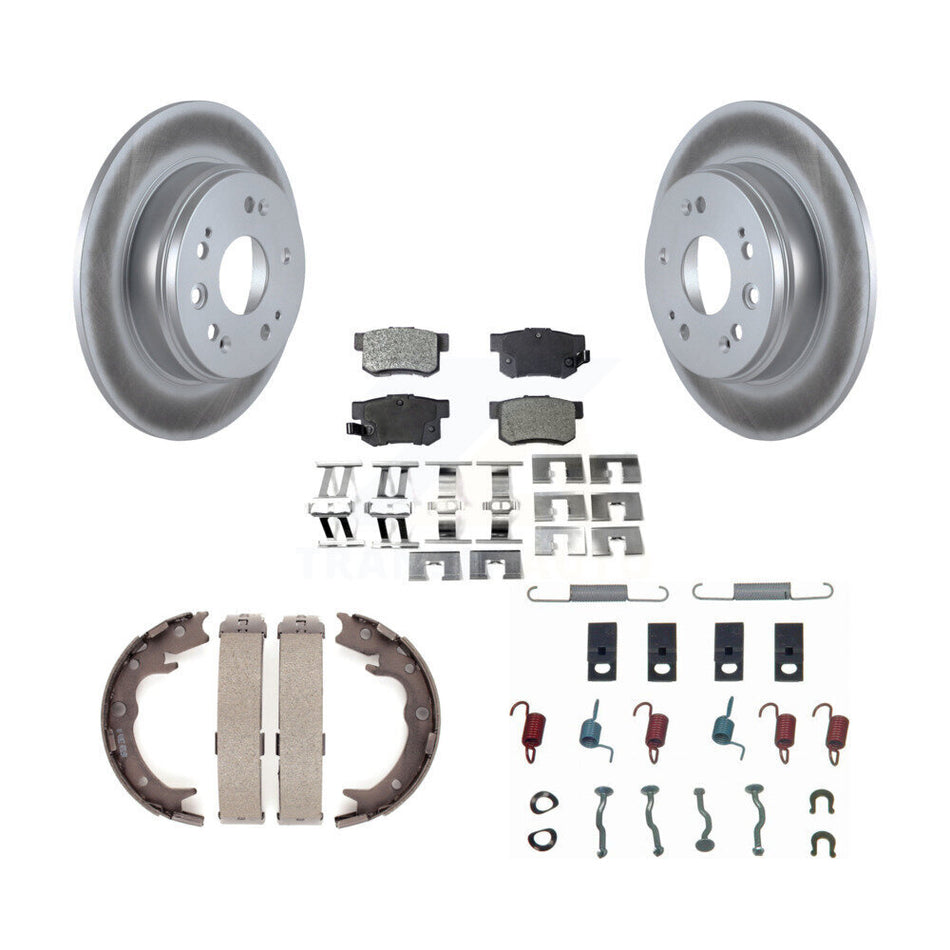 Rear Disc Coated Rotors Ceramic Pads Parking Shoes Hardware Kit For 2002-2004 Honda CR-V KGT-104117