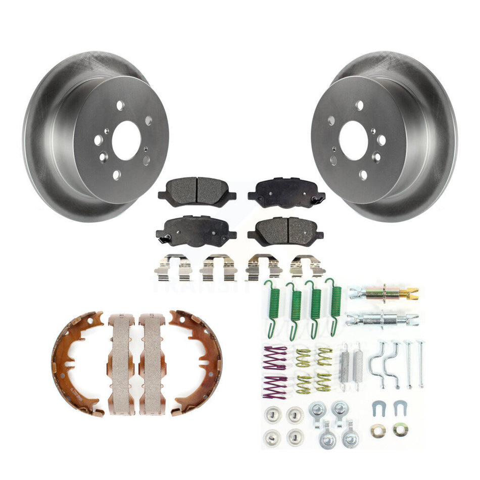Rear Disc Coated Rotors Ceramic Pads Parking Shoes & Hardware Kit For 09-16 Toyota Venza KGT-104145