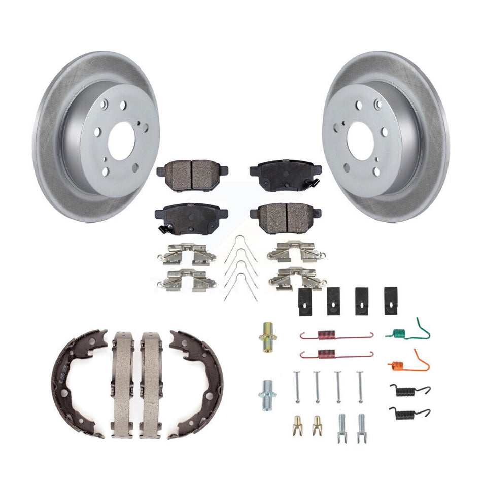 Rear Disc Coated Rotors Ceramic Pads Parking Shoes Hardware Kit For 10 Toyota Matrix XRS KGT-104152