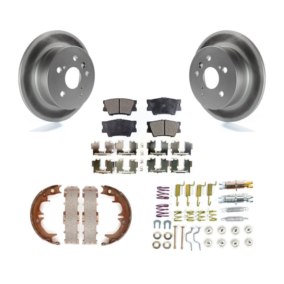 Rear Disc Coated Rotors Ceramic Pads Parking Shoes & Hardware Kit For Toyota Camry Lexus KGT-104153