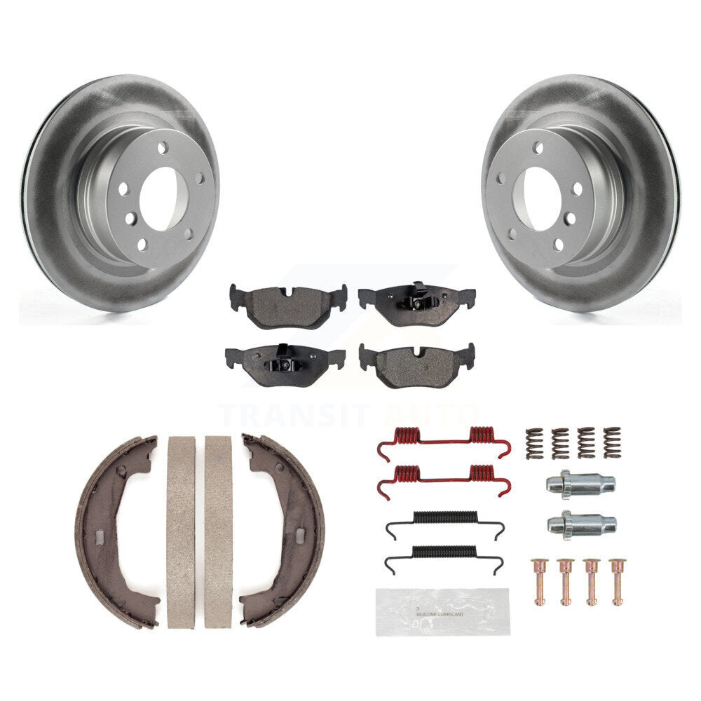 Rear Disc Coated Rotors Ceramic Pads Parking Shoes & Hardware Kit For 2008-2013 BMW 128i KGT-104160