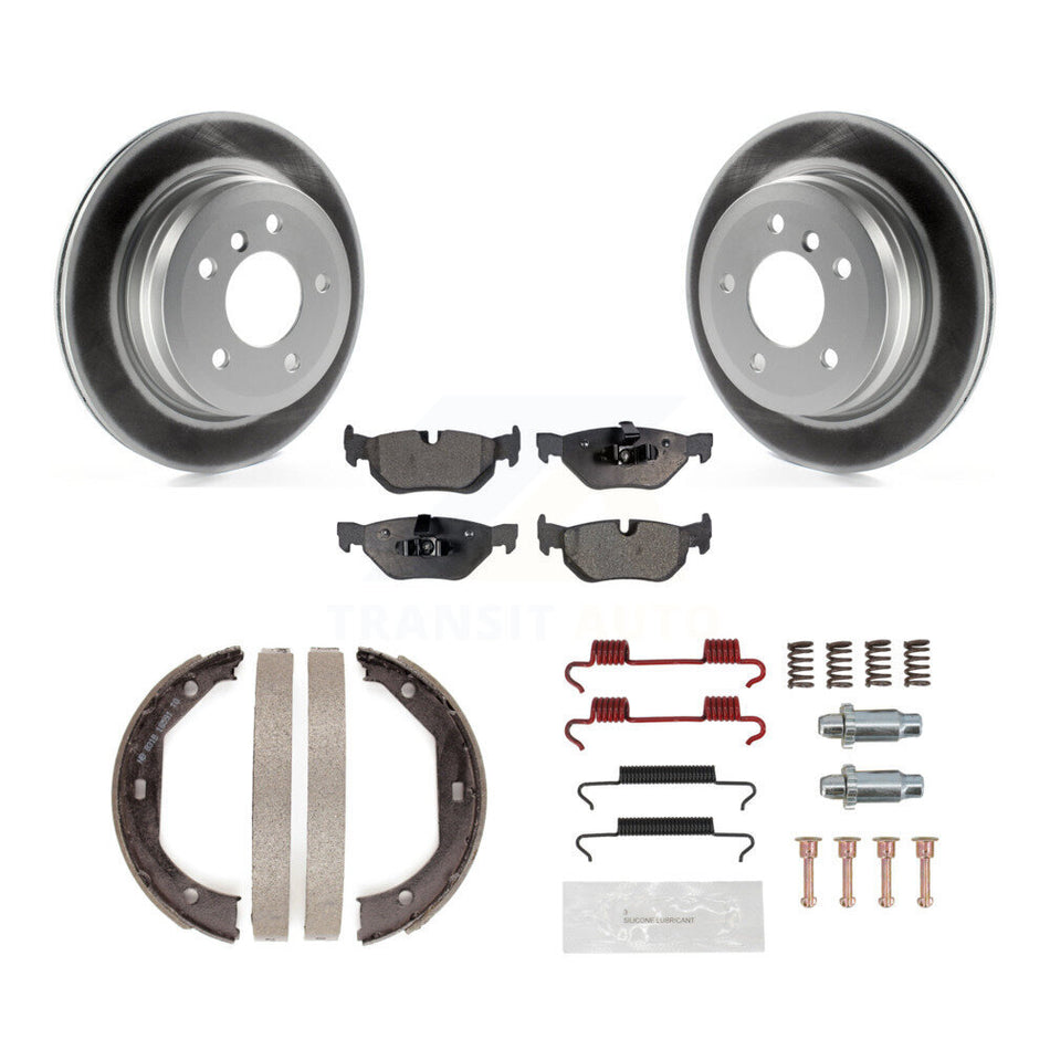 Rear Disc Coated Rotors Ceramic Pads Parking Brake Shoes Hardware Kit For BMW 328i xDrive KGT-104161