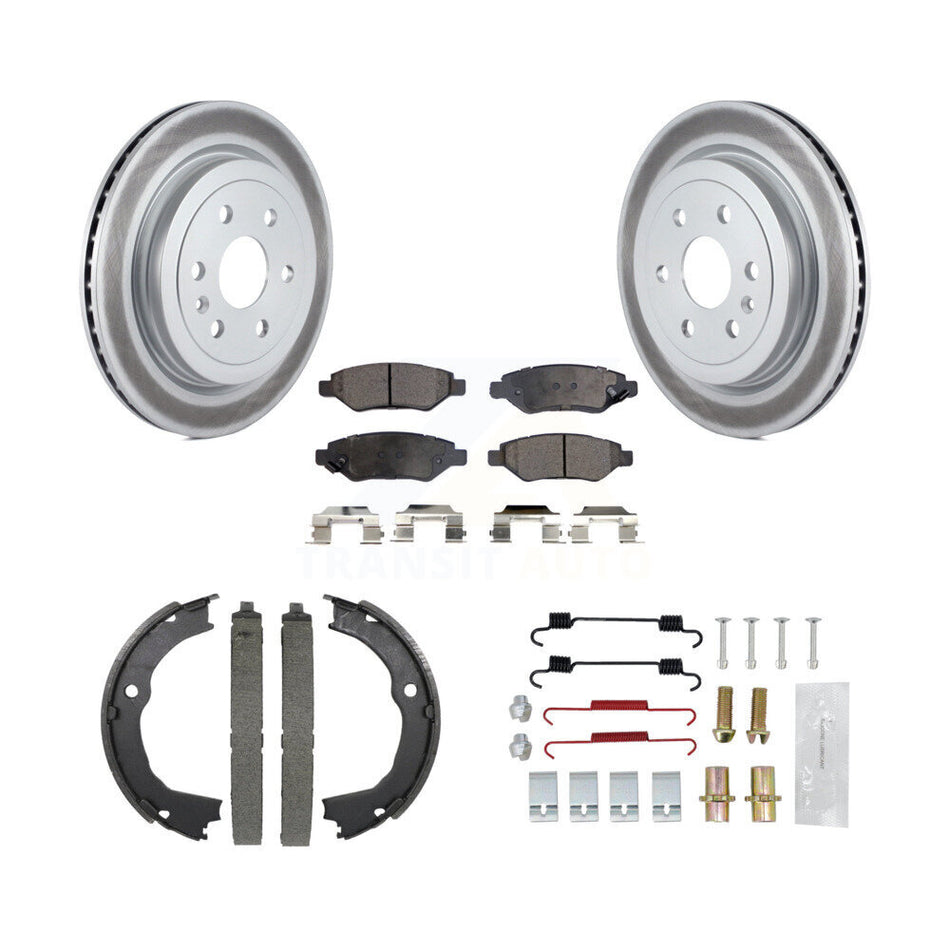 Rear Disc Coated Rotors Ceramic Pads Parking Shoes & Hardware Kit For 10-16 Cadillac SRX KGT-104168