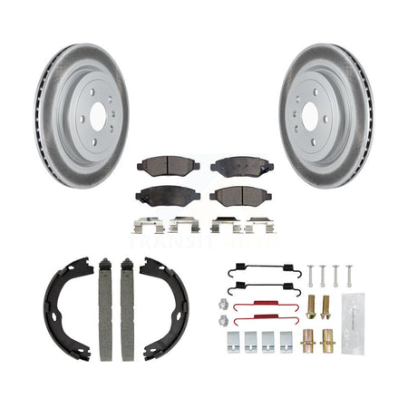 Rear Disc Coated Rotors Ceramic Pads Parking Brake Shoes & Hardware Kit For Cadillac CTS KGT-104171