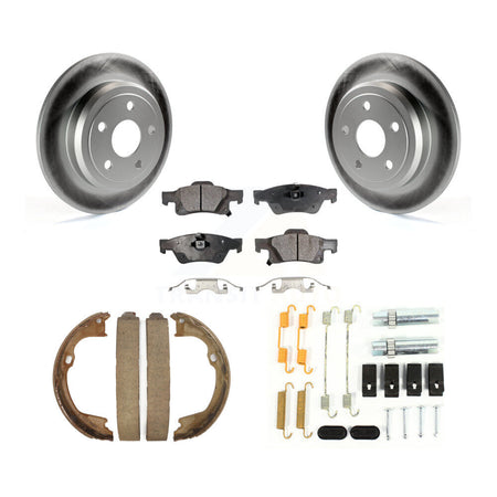 Rear Disc Coated Rotors Ceramic Pads Parking Shoes & Hardware Kit For Dodge Durango Jeep KGT-104172