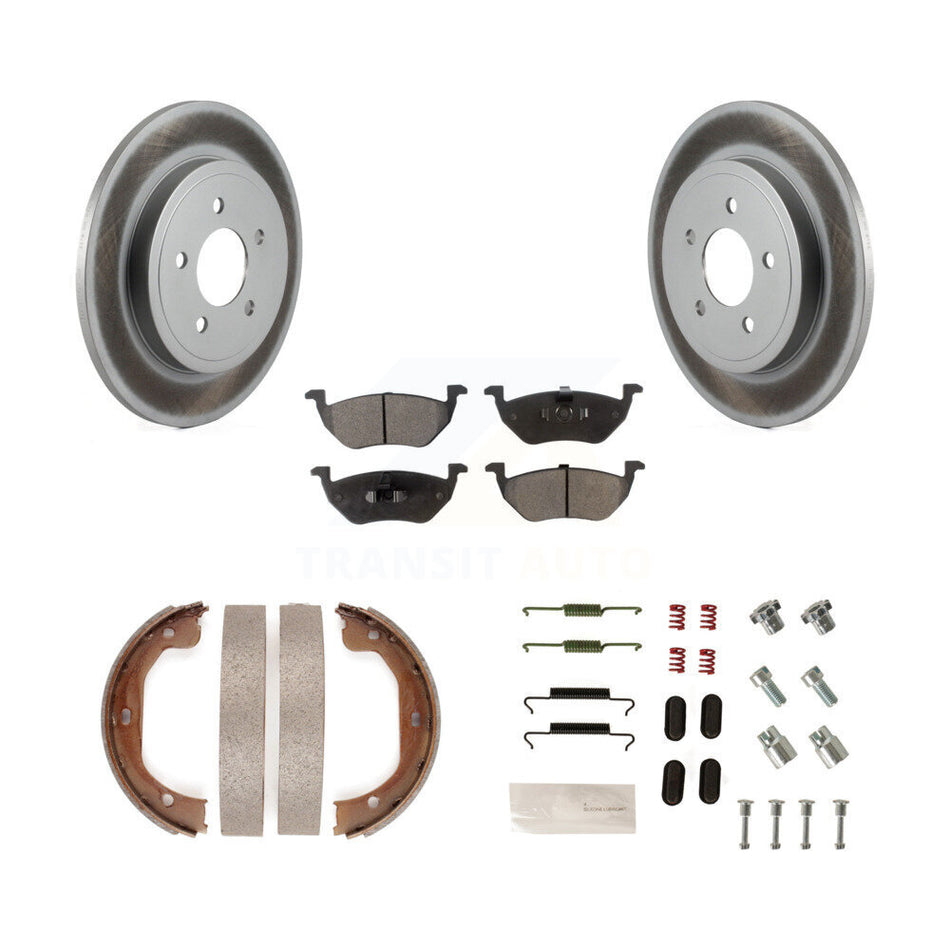 Rear Disc Coated Rotors Ceramic Pads Parking Shoes And Hardware Kit For Ford Escape Mazda KGT-104178