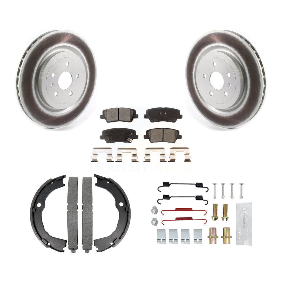 Rear Disc Coated Rotors Ceramic Pads Parking Brake Shoes & Hardware Kit For Cadillac CTS KGT-104179