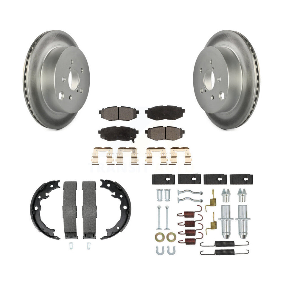 Rear Disc Coated Rotors Ceramic Pads Parking Shoes Hardware Kit For Subaru Forester 2.0L KGT-104182