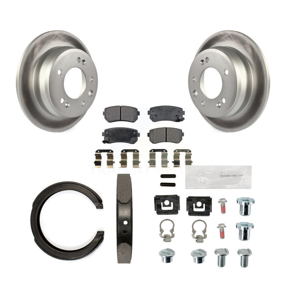 Rear Disc Coated Rotors Ceramic Pads Parking Shoes And Hardware Kit For Kia Sportage FWD KGT-104214