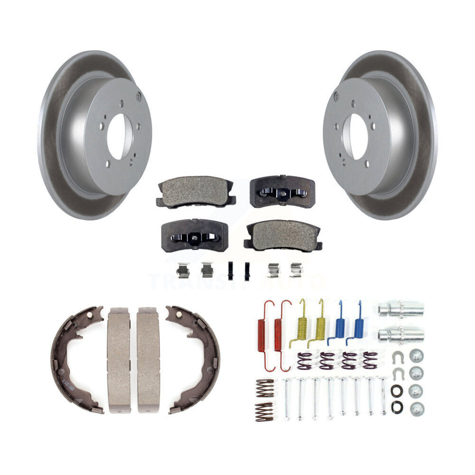 Rear Disc Coated Rotors Ceramic Pads Parking Shoes Hardware Kit For Mitsubishi Outlander KGT-104231
