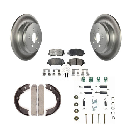 Rear Disc Coated Rotors Ceramic Pads Parking Shoes Hardware Kit For Honda Pilot Acura MDX KGT-104233