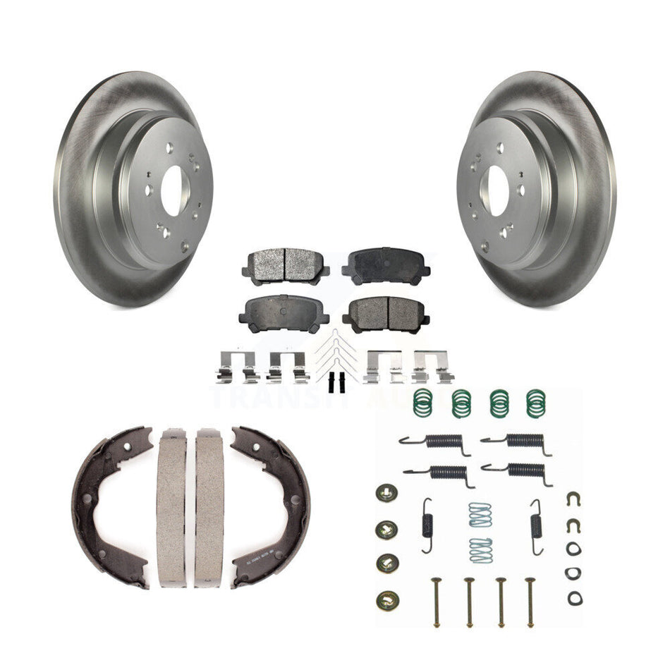 Rear Disc Coated Rotors Ceramic Pads Parking Shoes Hardware Kit For Honda Pilot Acura MDX KGT-104233