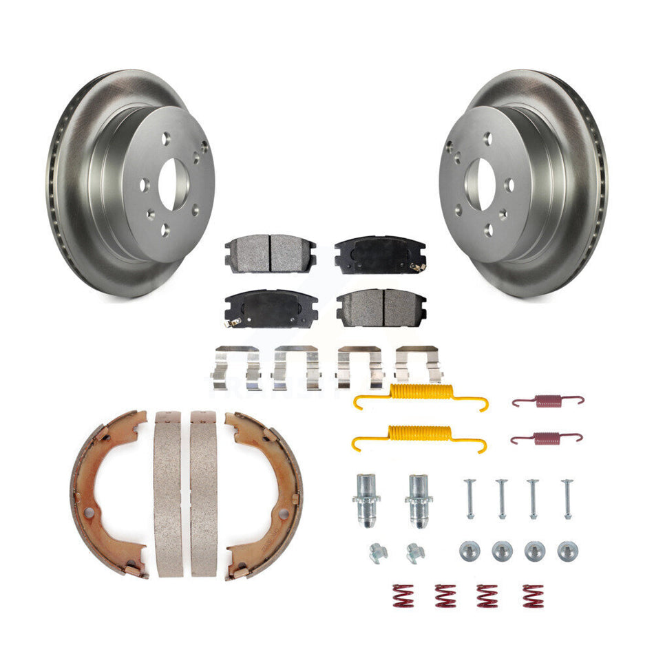 Rear Disc Coated Rotors Ceramic Pads Parking Shoes Hardware Kit For Chevrolet Equinox GMC KGT-104236