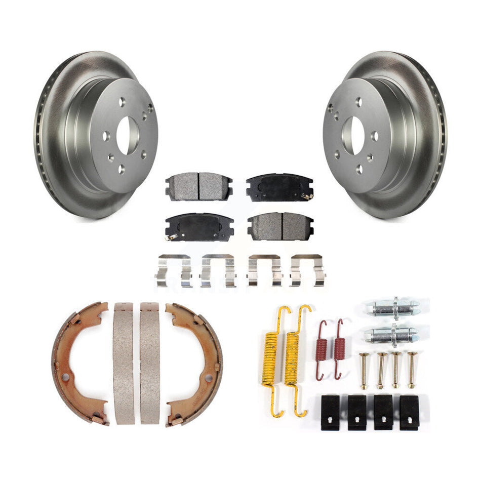Rear Disc Coated Rotors Ceramic Pads Parking Shoes Hardware Kit For Chevrolet Equinox GMC KGT-104237