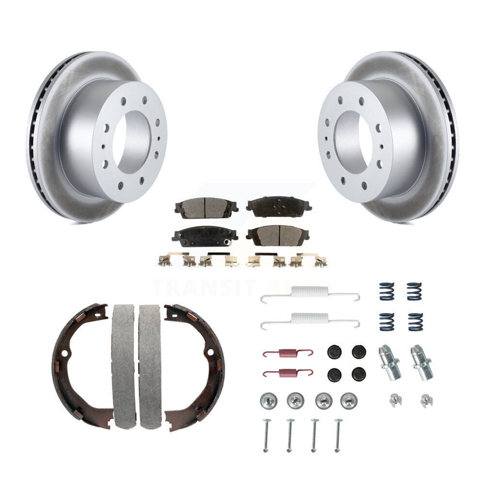 Rear Disc Coated Rotors Ceramic Pads Parking Shoes & Hardware Kit For Chevrolet Suburban KGT-104239