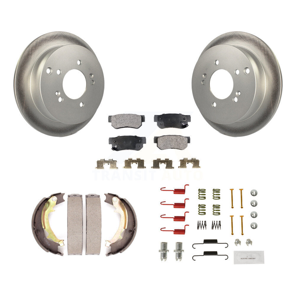 Rear Disc Coated Rotors Ceramic Pads Parking Shoes & Hardware Kit For Hyundai Tucson Kia KGT-104246