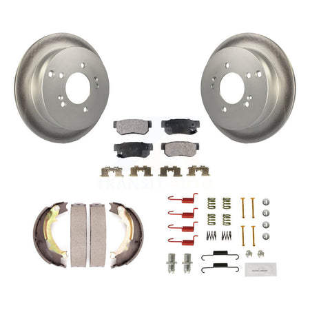 Rear Disc Coated Rotors Ceramic Pads Parking Shoes & Hardware Kit For Hyundai Tucson Kia KGT-104246