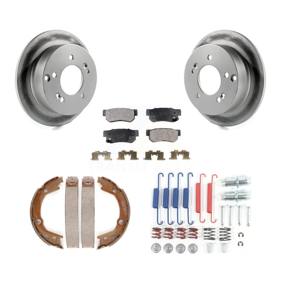 Rear Disc Coated Rotors Ceramic Pads Parking Shoes Hardware Kit For 2007-2010 Kia Optima KGT-104247