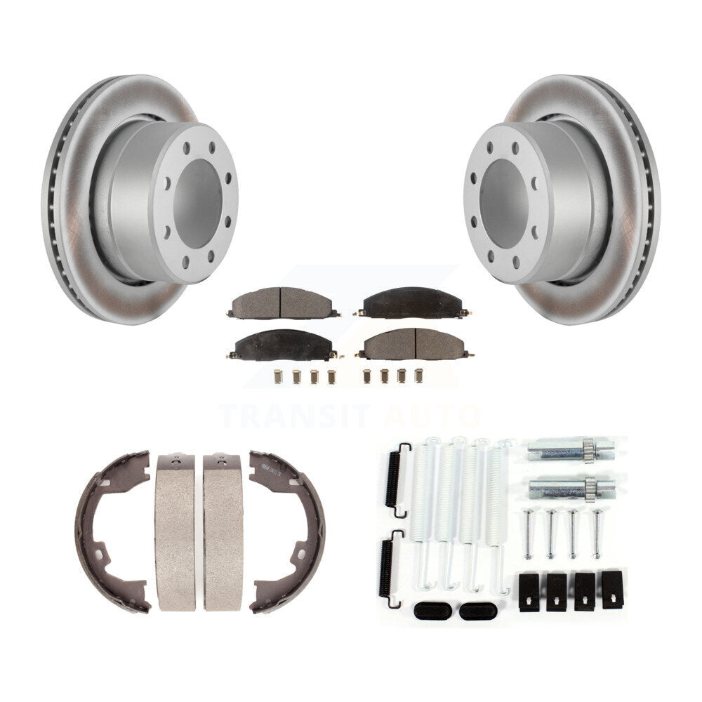 Rear Disc Coated Rotors Ceramic Pads Parking Brake Shoes And Hardware Kit For Ram 1500 KGT-104253