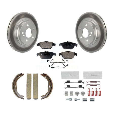 Rear Disc Coated Rotors Ceramic Pads Parking Shoes & Hardware Kit For Mercedes-Benz C300 KGT-104267