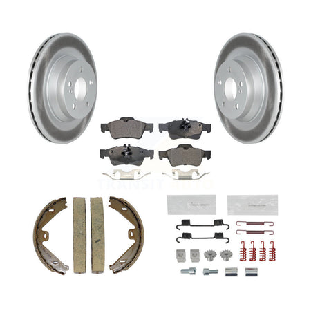 Rear Disc Coated Rotors Ceramic Pads Parking Shoes & Hardware Kit For Mercedes-Benz E550 KGT-104272