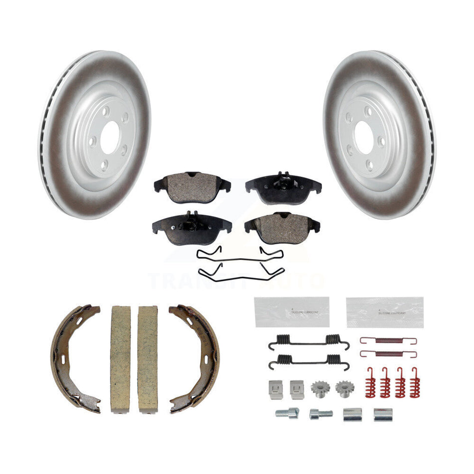 Rear Disc Coated Rotors Ceramic Pads Parking Shoes & Hardware Kit For Mercedes-Benz E400 KGT-104274