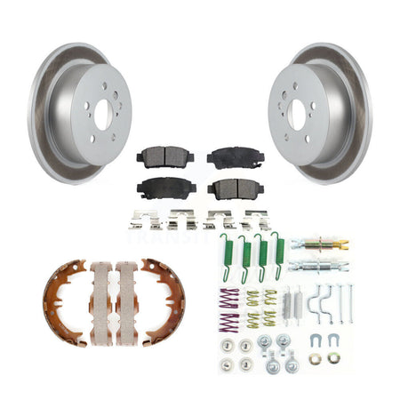 Rear Disc Coated Rotors Ceramic Pads Parking Shoes & Hardware Kit For 04-10 Toyota Sienna KGT-104275