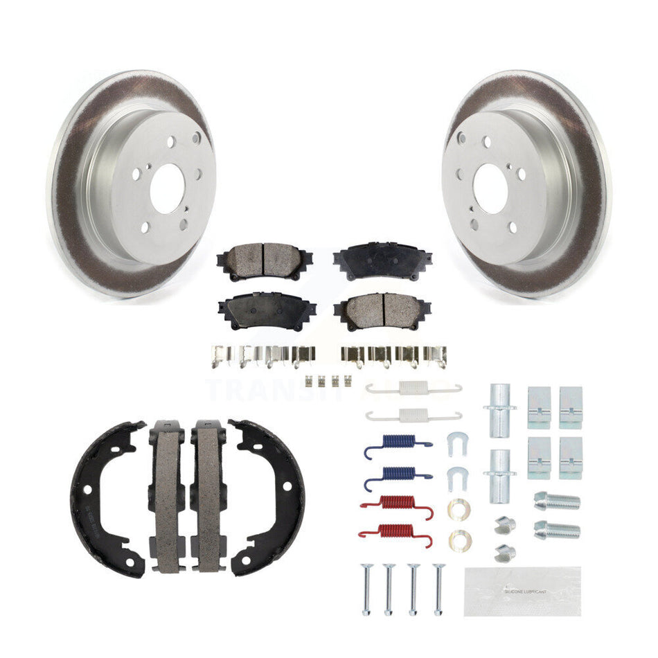 Rear Disc Coated Rotors Ceramic Pads Parking Shoes Hardware Kit For Toyota Prius V Mirai KGT-104282