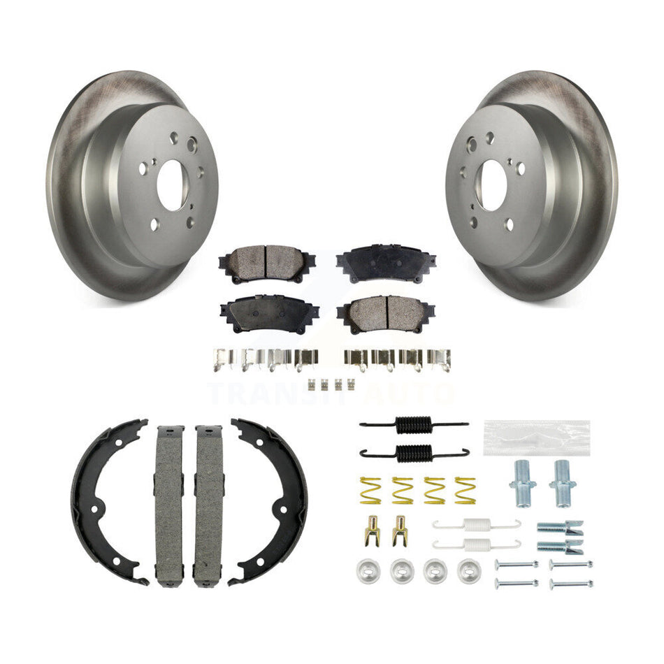 Rear Disc Coated Rotors Ceramic Pads Parking Brake Shoes And Hardware Kit For Lexus IS250 KGT-104283