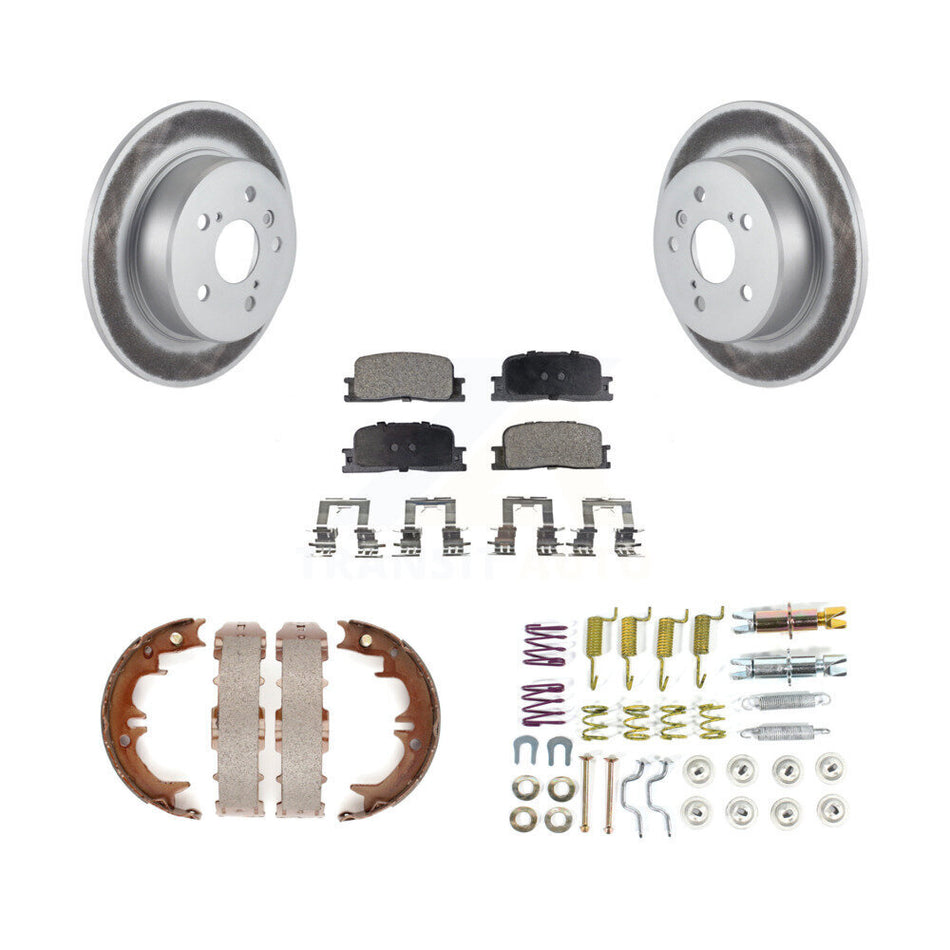 Rear Disc Coated Rotors Ceramic Pads Parking Shoes Hardware Kit For Toyota Highlander AWD KGT-104292