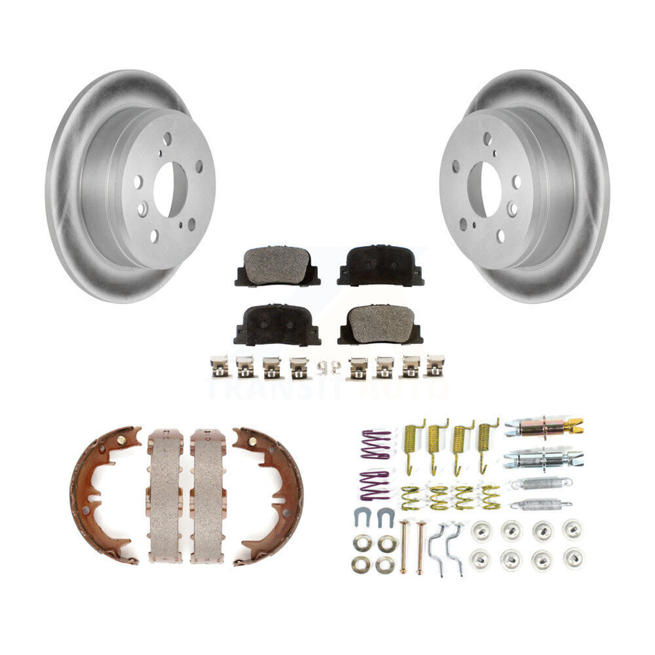 Rear Disc Coated Rotors Ceramic Pads Parking Shoes & Hardware Kit For Toyota Camry Lexus KGT-104296
