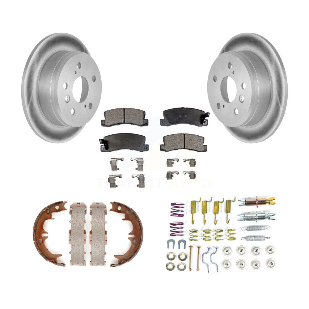 Rear Disc Coated Rotors Ceramic Pads Parking Shoes & Hardware Kit For Toyota Camry Solara KGT-104297