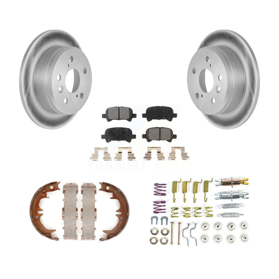 Rear Disc Coated Rotors Ceramic Pads Parking Shoes & Hardware Kit For Toyota Camry Solara KGT-104298