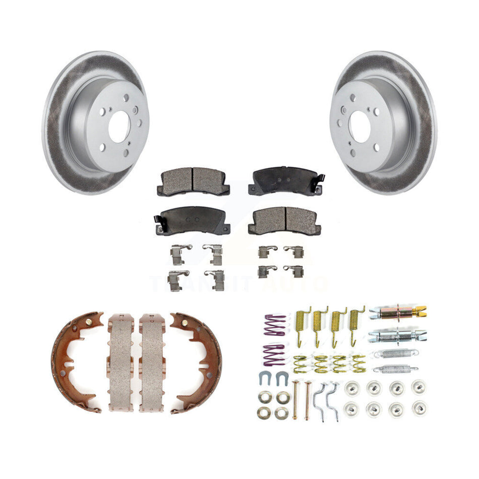 Rear Disc Coated Rotors Ceramic Pads Parking Shoes Hardware Kit For 99-03 Lexus RX300 AWD KGT-104299