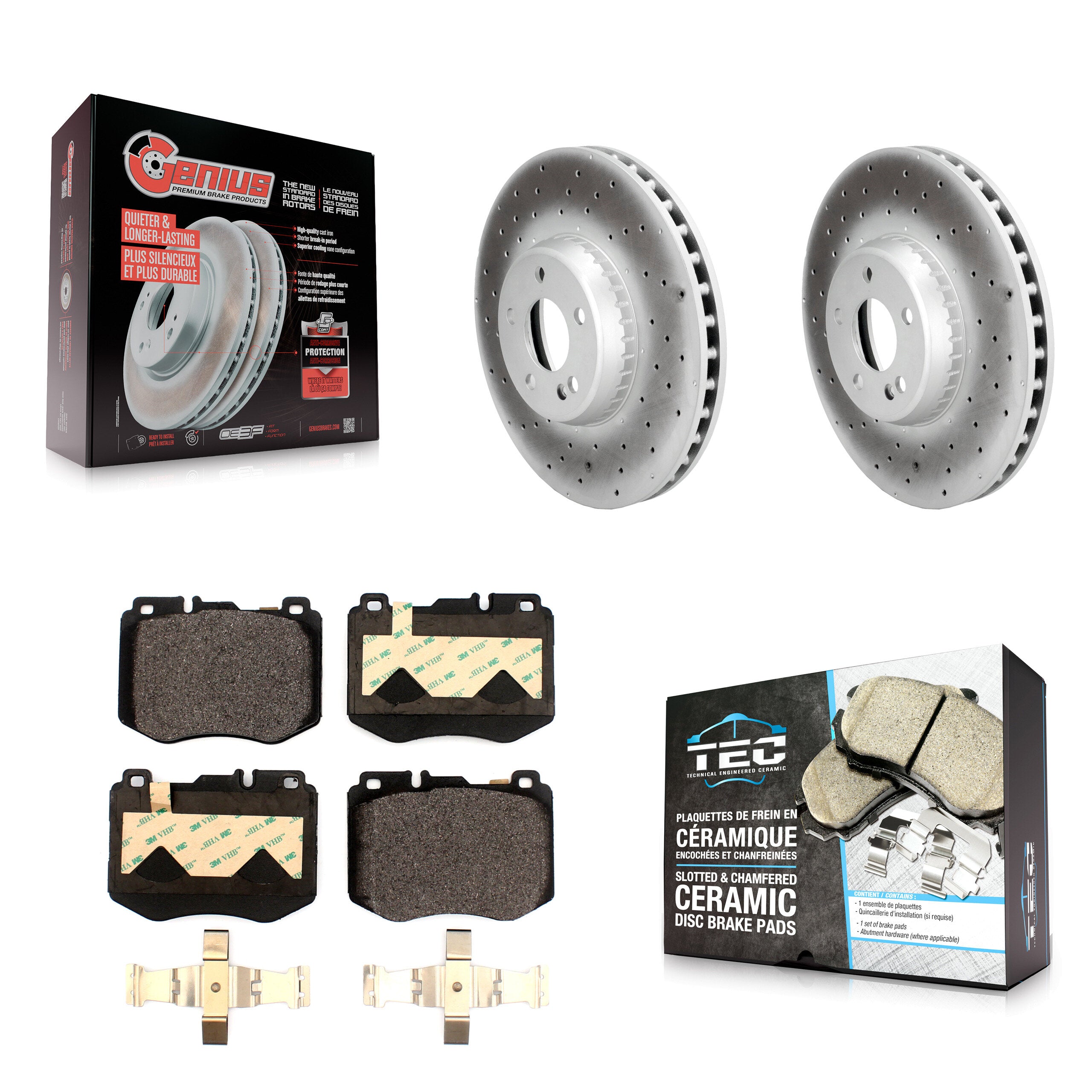 Front Coated Disc Brake Rotors And Ceramic Pads Kit For Mercedes-Benz C300 C400 C350e KGT-104307