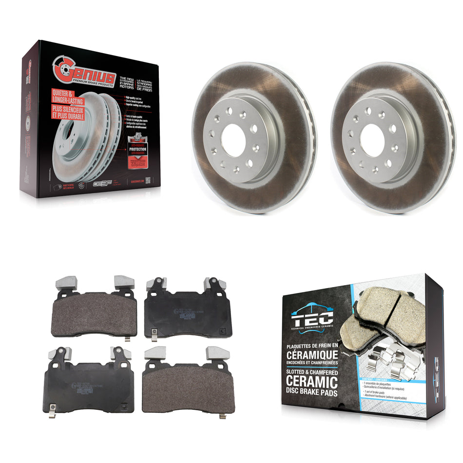 Front Coated Disc Brake Rotors And Ceramic Pads Kit For Cadillac CTS Chevrolet Camaro KGT-104309