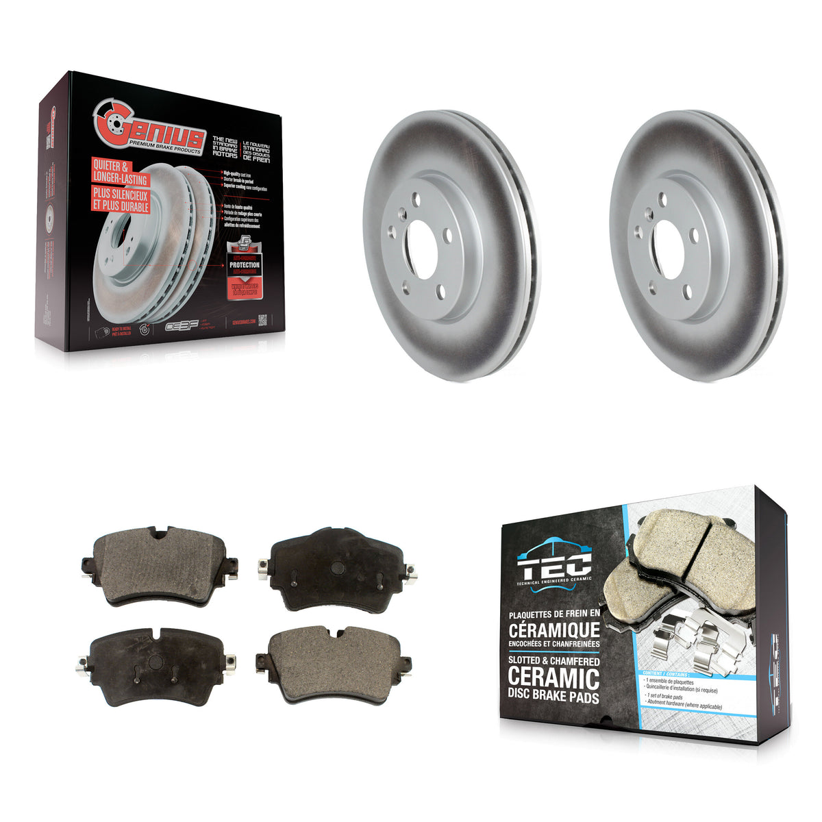 Front Coated Disc Brake Rotors And Ceramic Pads Kit For 2022 Mini Cooper S KGT-104311