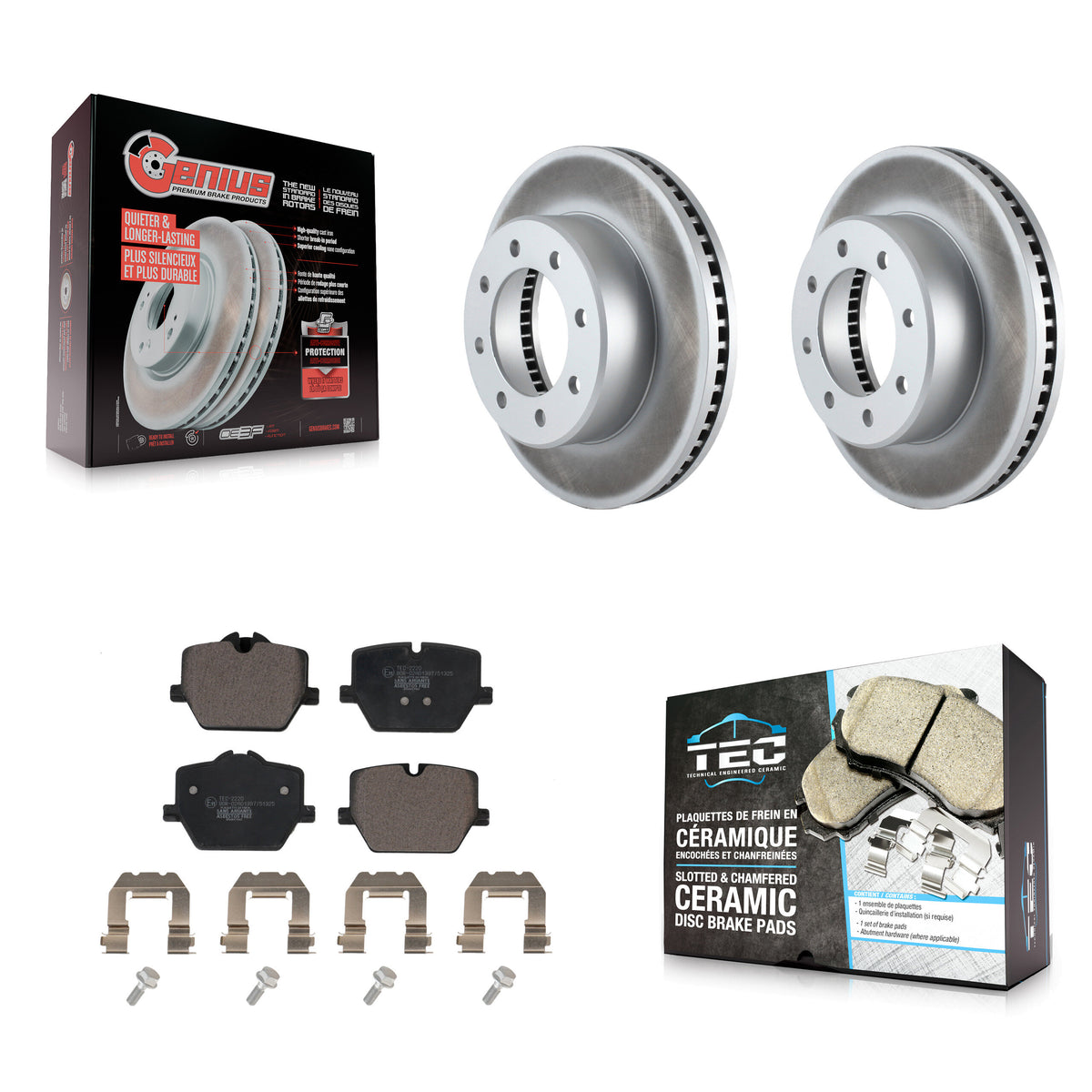 Front Coated Brake Rotor & Ceramic Pad Kit For 2023-2024 Ram 3500 With Single Rear Wheels KGT-104324