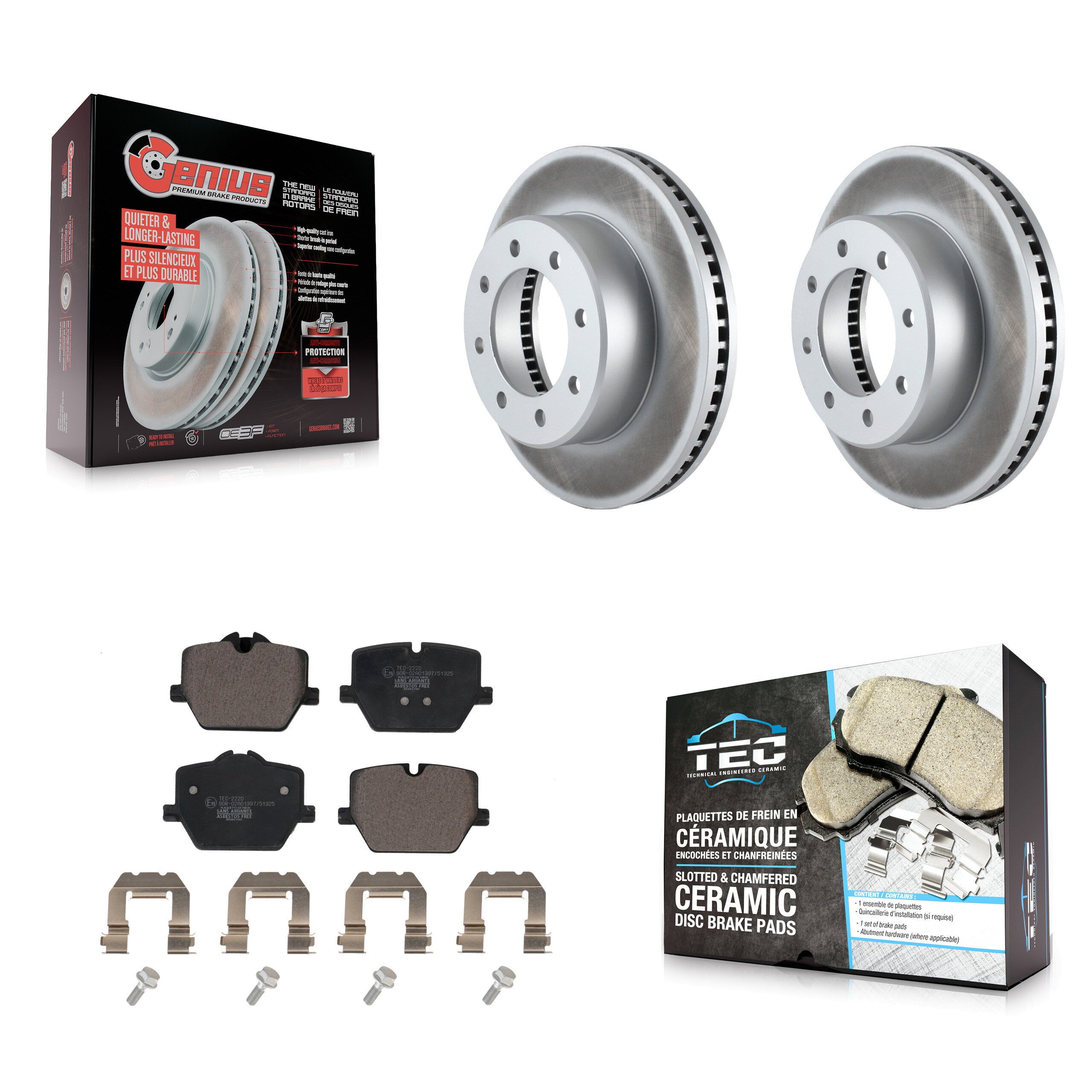 Front Coated Brake Rotor & Ceramic Pad Kit For 2023-2024 Ram 3500 With Single Rear Wheels KGT-104324